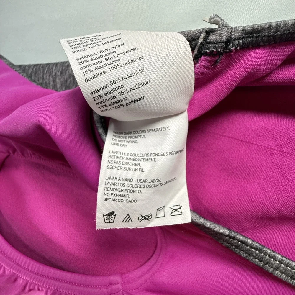SPEEDO Girls SIZE 14 Fuchsia Pink Gray 1Piece Racerback Sporty Swimsuit Silicone